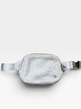 Lululemon Ivory Sherpa Fleece Belt Bag Gold Hardware